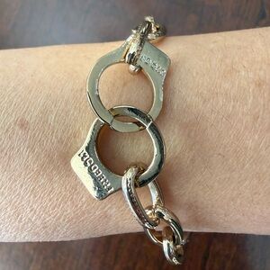 Anthropologie Freedom Handcuff Gold-Tone Link Bracelet!!🔥🔥🔥